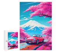 1000 PCS Rompecabezas para Adultos Red Cars in Cherry Blossom Rompecabezas para Adultos Juguetes Antiestrés Una Obra De Arte Difícil Y Desafiante 1000 PCS