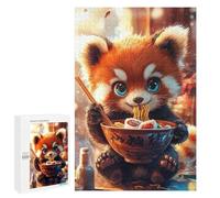 1000 PCS Rompecabezas para Adultos Red Panda Eating Ramen Rompecabezas para Adultos Juego De Ingenio Pero Divertidos Y Regalos Humorísticos para Amigos Y Familiares 1000 PCS