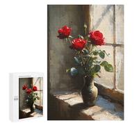 1000 PCS Rompecabezas para Adultos Red Roses by Window Rompecabezas para Adultos Juegos Divertidos Vacaciones En Casa Matar El Tiempo Regalos De Cumpleaños Y Únicos 1000 PCS