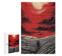 1000 PCS Rompecabezas para Adultos Red Sky, Lonely Figure, Field Rompecabezas para Adultos Juegos Divertidos Vacaciones En Casa Matar El Tiempo Regalos De Cumpleaños Y Únicos 1000 PCS