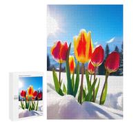 1000 PCS Rompecabezas para Adultos Red Yellow Tulips in Snow Rompecabezas para Adultos Juego De Ingenio Pero Divertidos Y Regalos Humorísticos para Amigos Y Familiares 1000 PCS