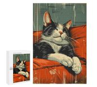 1000 PCS Rompecabezas para Adultos Retro Tuxedo Cat Sleeping Rompecabezas para Adultos Juguetes Antiestrés Una Obra De Arte Difícil Y Desafiante 1000 PCS