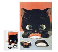 1000 PCS Rompecabezas para Adultos Rompecabezas Black Cat with Sushi Feast Rompecabezas para Adultos Juguetes Antiestrés Juego Difícil Y Desafiante Regalos 1000 PCS