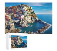 1000 PCS Rompecabezas para Adultos Rompecabezas Colorful Coastal Village by The Sea Rompecabezas Juegos Relajantes Una Obra De Arte Cumpleaños 1000 PCS