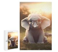 1000 PCS Rompecabezas para Adultos Rompecabezas Cute Elephant Read Glasses Rompecabezas para Adultos Juguetes Antiestrés Juego Difícil Y Desafiante Regalos 1000 PCS