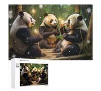 1000 PCS Rompecabezas para Adultos Rompecabezas Pandas Celebrating with Sparklers in Bamboo Forest Rompecabezas Juegos Relajantes Una Obra De Arte Cumpleaños 1000 PCS