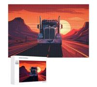1000 PCS Rompecabezas para Adultos Rompecabezas Truck Journey Through Sunset Mountains Rompecabezas Juegos Relajantes Una Obra De Arte Cumpleaños 1000 PCS