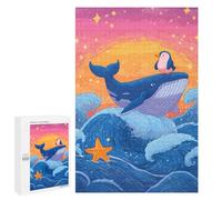 1000 PCS Rompecabezas para Adultos Rompecabezas Whale, Penguin, and Starfish Ocean Adventure Rompecabezas para Adultos Juguetes Antiestrés Juego Difícil Y Desafiante Regalos 1000 PCS