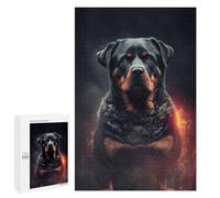 1000 PCS Rompecabezas para Adultos Rottweiler Fire Rompecabezas para Adultos Juego De Ingenio Pero Divertido Y Humorístico Actividades Divertidas En Casa, 1000 PCS