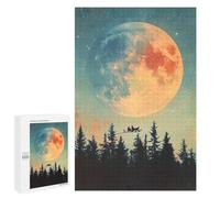 1000 PCS Rompecabezas para Adultos Santas Flight Under Giant Moon Christmas Rompecabezas para Adultos Juguete Decoración De Pared Decoración del Hogar 1000 PCS