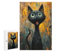 1000 PCS Rompecabezas para Adultos Screaming Black Cat Rompecabezas para Adultos Juguete Decoración De Pared Mejora Los Recuerdos Regalos para Amigos Y Familiares 1000 PCS