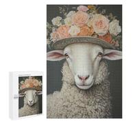 1000 PCS Rompecabezas para Adultos Sheep with Floral Hat Juego Familiar De Rompecabezas Análisis Y Lógica Interacción Entre Padres E Hijos 1000 PCS