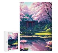 1000 PCS Rompecabezas para Adultos Shrine Lotus Sakura Japan Rompecabezas para Adultos Juguete Decoración De Pared Mejora Los Recuerdos Regalos para Amigos Y Familiares 1000 PCS