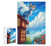 1000 PCS Rompecabezas para Adultos Sitting Cat Rompecabezas para Adultos Juguetes Antiestrés Pero Regalos Divertidos Y Humorísticos para Amigos Y Familiares 1000 PCS