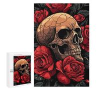 1000 PCS Rompecabezas para Adultos Skull and Roses Illustration Rompecabezas para Adultos Juguete Decoración De Pared Arte De Pared Desafiante De Completar 1000 PCS