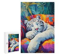 1000 PCS Rompecabezas para Adultos Sleeping White Tiger Rompecabezas para Adultos Juguete Decoración De Pared Decoración del Hogar 1000 PCS