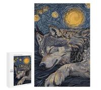 1000 PCS Rompecabezas para Adultos Sleeping Wolf Starry Night Art Rompecabezas para Adultos Juegos Divertidos Vacaciones En Casa Matar El Tiempo Regalos De Cumpleaños Y Únicos 1000 PCS