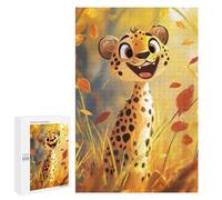 1000 PCS Rompecabezas para Adultos Smiling Cheetah in Autumn Rompecabezas para Adultos Juguete Decoración De Pared Decoración del Hogar 1000 PCS