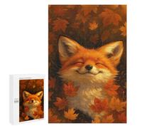1000 PCS Rompecabezas para Adultos Smiling Fox in Autumn Leaves Rompecabezas para Adultos Juegos Familiares Regalos para Mujeres Interacción Entre Padres E Hijos 1000 PCS