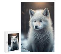 1000 PCS Rompecabezas para Adultos Snowy Wolf Pup in Winter Wonderland Rompecabezas para Adultos Juegos Divertidos Alivia El Estrés Desafiante De Completar 1000 PCS