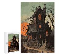 1000 PCS Rompecabezas para Adultos Spooky Haunted House at Sunset Rompecabezas para Adultos Juegos Familiares Regalos para Mujeres Interacción Entre Padres E Hijos 1000 PCS