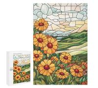 1000 PCS Rompecabezas para Adultos Stained Glass Flowers & Landscape Rompecabezas para Adultos Juego De Ingenio Pero Divertido Y Humorístico Actividades Divertidas En Casa, 1000 PCS