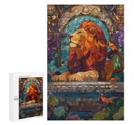 1000 PCS Rompecabezas para Adultos Stained Glass Lion with Birds Rompecabezas para Adultos Juguete Decoración De Pared Decoración del Hogar 1000 PCS