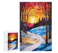 1000 PCS Rompecabezas para Adultos Stained Glass Sunset Landscape Juego Familiar De Rompecabezas Análisis Y Lógica Interacción Entre Padres E Hijos 1000 PCS