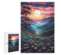 1000 PCS Rompecabezas para Adultos Sunset Mountain Valley Rompecabezas para Adultos Juguete Decoración De Pared Mejora Los Recuerdos Regalos para Amigos Y Familiares 1000 PCS