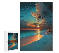1000 PCS Rompecabezas para Adultos Teal Sunset Beach Rompecabezas para Adultos Juguete Decoración De Pared Mejora Los Recuerdos Regalos para Amigos Y Familiares 1000 PCS