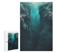 1000 PCS Rompecabezas Para Adultos Thalassophobia Underwater Diver Between Cliffs Rompecabezas Para Adultos Juegos Divertidos Vacaciones En Casa Matar El Tiempo Regalos De Cumpleaños Y Únicos 1000 PCS