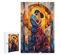 1000 PCS Rompecabezas para Adultos The Kiss Stained Glass Mosaic Artwork Rompecabezas para Adultos Juego De Ingenio Pero Divertido Y Humorístico Actividades Divertidas En Casa, 1000 PCS