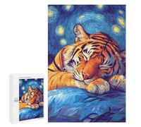 1000 PCS Rompecabezas para Adultos Tiger Sleeping Under Starry Night Rompecabezas para Adultos Juguete Decoración De Pared Decoración del Hogar 1000 PCS