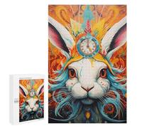 1000 PCS Rompecabezas para Adultos Timeless Rabbit A Whimsical Fusion of Colors and Clocks Rompecabezas Juguetes Antiestrés Regalos para Mujeres Difíciles Y Desafiantes 1000 PCS