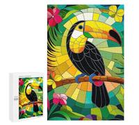 1000 PCS Rompecabezas para Adultos Toucan in Stained Glass Tropical Paradise Rompecabezas para Adultos Juguetes De Bricolaje Decoración del Hogar Difíciles Y Desafiantes 1000 PCS