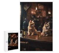 1000 PCS Rompecabezas para Adultos Two Cats Bar Beer Drinking Rompecabezas para Adultos Juegos Divertidos Alivia El Estrés Desafiante De Completar 1000 PCS