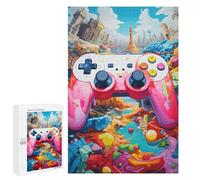 1000 PCS Rompecabezas para Adultos Vibrant Gaming Controller Fantasy Rompecabezas para Adultos Juguetes Antiestrés Decoración del Hogar Cumpleaños Y Navidad 1000 PCS
