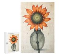 1000 PCS Rompecabezas para Adultos WABI Sabi Orange Sunflower in Vase Rompecabezas para Adultos Juguetes De Bricolaje Corte De Precisión Cumpleaños Y Navidad 1000 PCS
