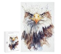 1000 PCS Rompecabezas para Adultos Watercolor Bald Eagle Portrait Rompecabezas para Adultos Juegos Divertidos Alivia El Estrés Desafiante De Completar 1000 PCS