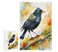 1000 PCS Rompecabezas para Adultos Watercolor Eurasian Blackbird on Branch Rompecabezas para Adultos Juegos Divertidos Vacaciones En Casa Matar El Tiempo Regalos De Cumpleaños Y Únicos 1000 PCS