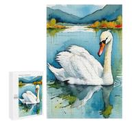 1000 PCS Rompecabezas para Adultos Watercolor Swan on Lake Rompecabezas para Adultos Juegos Familiares Regalos para Mujeres Interacción Entre Padres E Hijos 1000 PCS
