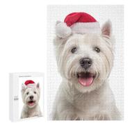 1000 PCS Rompecabezas para Adultos Westie Dog with Santa Hat Rompecabezas para Adultos Juguete Decoración De Pared Mejora Los Recuerdos Regalos para Amigos Y Familiares 1000 PCS