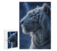 1000 PCS Rompecabezas para Adultos White Tiger Portrait Under Starry Sky Rompecabezas para Adolescentes: Mejora La Memoria. Cada Pieza Es Única: Juguetes Educativos De Aprendizaje 1000 PCS