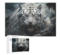 1000 PCS Rompecabezas para Adultos White Tiger Roar Rompecabezas para Adultos Juego De Ingenio Regalo De Cumpleaños Difícil Y Desafiante 1000 PCS