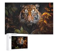 1000 PCS Rompecabezas para Adultos Wild Tiger in Autumn Forest Rompecabezas para Adultos Juegos De Relajación Regalo De Cumpleaños Cumpleaños Y Navidad 1000 PCS