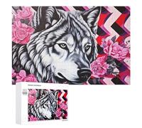 1000 PCS Rompecabezas para Adultos Wild Wolf Amidst Flowers Rompecabezas para Adultos Juguetes Antiestrés Decoración del Hogar Cumpleaños Y Navidad 1000 PCS