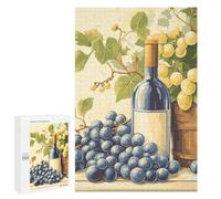 1000 PCS Rompecabezas para Adultos Wine Bottle and Grapes Still Life Rompecabezas para Adultos Juegos Familiares Regalos para Mujeres Interacción Entre Padres E Hijos 1000 PCS