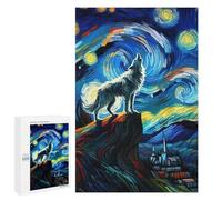 1000 PCS Rompecabezas para Adultos Wolf Howling Under Starry Night Sky Rompecabezas para Adolescentes Regalo De Cumpleaños Ayuda A Ejercitar El Cerebro Juego Desafiante Regalos 1000 PCS