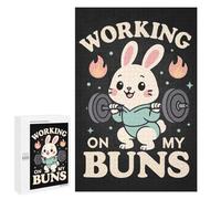 1000 PCS Rompecabezas para Adultos Working On My Buns - Cute Gym Bunny Squat Pun Rompecabezas para Adolescentes: Mejora La Memoria. Cada Pieza Es Única: Juguetes Educativos De Aprendizaje 1000 PCS
