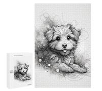 1000 PCS Rompecabezas Para Adultos Y Adolescentes A Sketchy Black And Whit Line Drawing of An Adorable Dog. The Dogs Line Drawing Hair Is Wi Rompecabezas Para Adultos Juegos De Relajación Desafío Difí